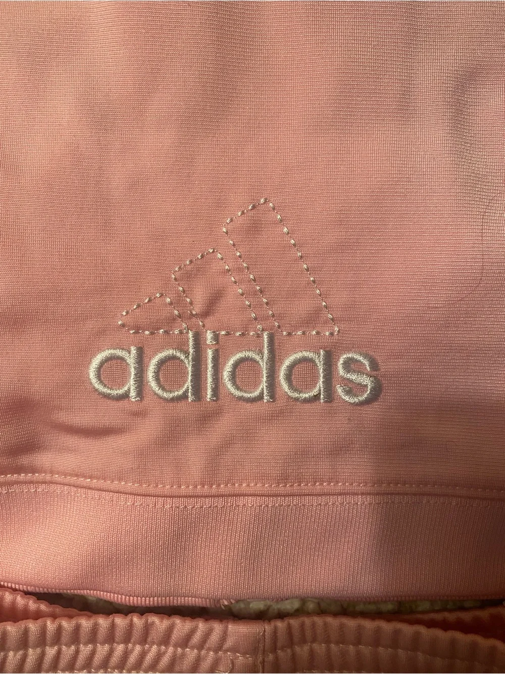 Adidas Pink Track Suit Pants Jacket White Leg Sleeve Stripe Zip Coat 12 Month